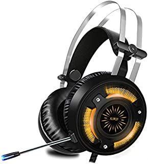 ALWUP Stereo Gaming Headset for PS4, Xbox One Headset, Lightweight Noise Cancelling Over Ear PC Gaming Headphones with Anti-Noise Mic, 50mm Drivers, Surround Sound, Soft Memory Earmuffs