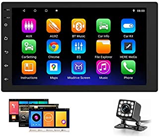 Hikity Double Din Android Car Stereo 7 Inch Touchscreen Car Radio Bluetooth FM Radio, Support GPS Navigation WiFi Connection, Mirroring Link with Smart Phone, 2021 New Head Unit + Backup Camera