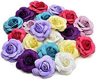 Artificial Flowers Fake Flower Heads in Bulk Wholesale for Crafts Rose Head Silk Rose Bud Wedding Decoration DIY Party Home Decor Wreath Headdress Accessories 20pcs 5cm (Colorful)