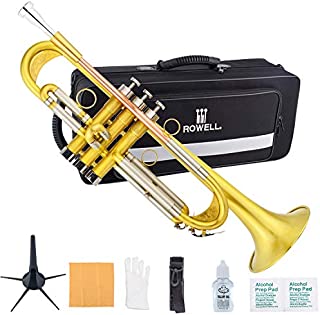 ROWELL Trumpet Bass Standard Bb Trumpet Set for Student Beginner and Professional with Deluxe Hand Case,Gloves,7C Mouthpiece and Trumpet Clean Kit (Antique Finished)