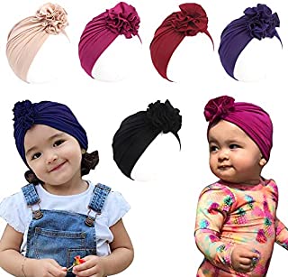 Newborn Baby Hospital Hat Soft Cotton Toddler Kids Girl Head Wrap with Big Bow Cap (Baby, 5 Pcs Flower/3m-3years-2)