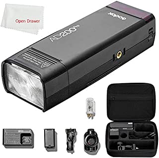 Godox AD200Pro 2.4G TTL Flash 1/8000s HSS Pocket Flash with Lithium Battery and Bare Bulb Compatible Canon Nikon Sony Fuji Olympus Panasonic Camera