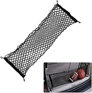 zxbaers Adjustable Elastic Heavy Duty Cargo Net - Nylon Car Trunk Rear Cargo Organizer - for Car, SUV, Truck - Black