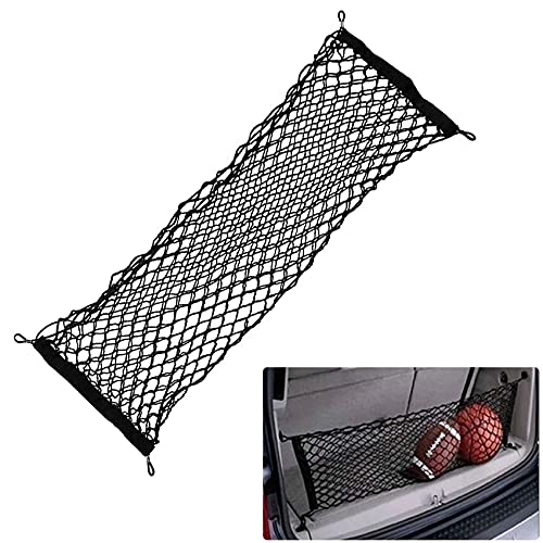 zxbaers Adjustable Elastic Heavy Duty Cargo Net - Nylon Car Trunk Rear Cargo Organizer - for Car, SUV, Truck - Black