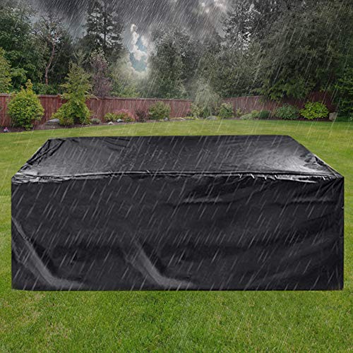 Outdoor Furniture Covers Waterproof,Cyanbamboo Patio Furniture Covers 420D Oxford Polyester Large Size 315X180X74cm for 12-14 Seat Patio Table Chair Windproof UV Protective Furniture Set Covers Black