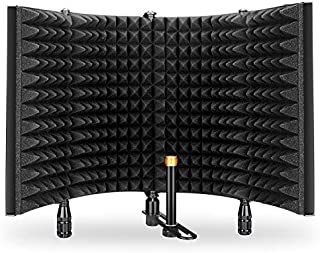 Aokeo Studio Recording Microphone Isolation Shield, Pop Filter.High density absorbent foam is used to filter vocal. Suitable for blue yeti and any condenser microphone recording equipment