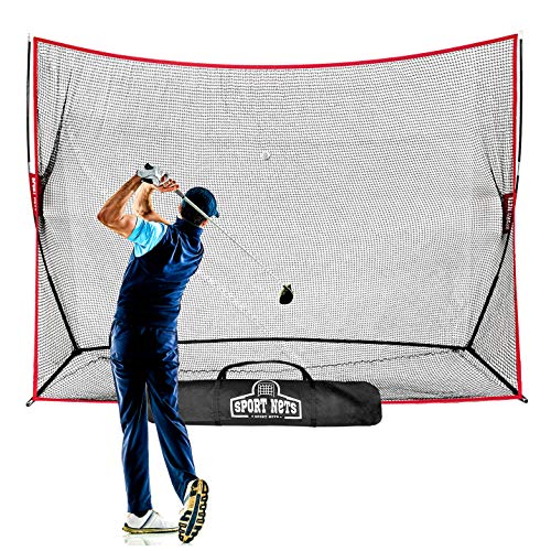 Hit Run Steal Heavy Duty Golf Net 10 X 7 - Perfect Golf Practice Net for Indoor Outdoor Garage Backyard Golf Practice. Golf Hitting Net is A Portable Home Driving Range. Comes W/Carry Bag