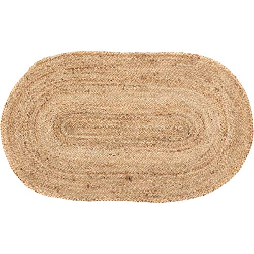 VHC Brands Natural Jute Rug Country Farmhouse Entryway or Kitchen Small Welcome Mat Oval Non Skid Pad 20x30