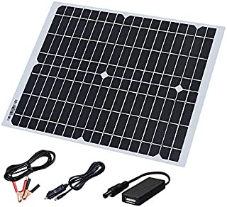 20 Watt 18 Volt Monocrystalline Flexible Solar Panel Kit,Solar Cable with 5V USB,Cigarette LighterAlligator Clip Charge for Mobile Phone car Battery and Other Electronic Devices