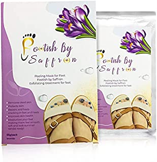 Footish by Saffron Foot Peel Mask, Natural Exfoliating Peeling Treatment with Deep Moisturizing Skincare, Dead Skin Remover Repairs Dry, Cracked Heels, In-Home Spa Exfoliation