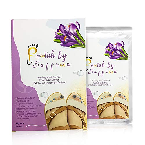 Footish by Saffron Foot Peel Mask, Natural Exfoliating Peeling Treatment with Deep Moisturizing Skincare, Dead Skin Remover Repairs Dry, Cracked Heels, In-Home Spa Exfoliation