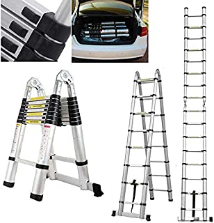 Telescopic Ladder DIY Aluminum Alloy Folding Extendable Extension Ladder for Home Office Loft Use (16.5FT-5m-A Frame)