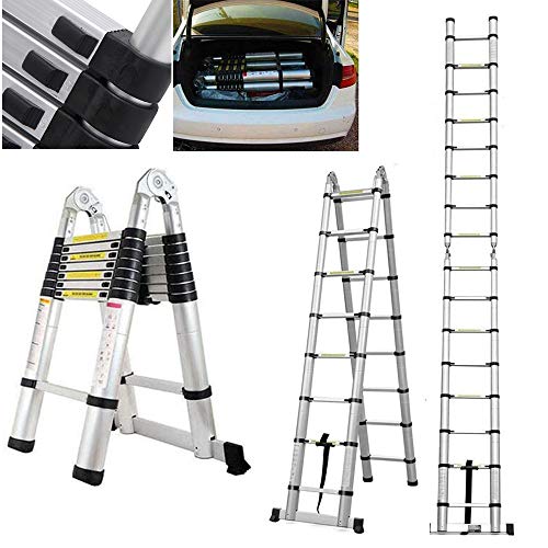 Telescopic Ladder DIY Aluminum Alloy Folding Extendable Extension Ladder for Home Office Loft Use (16.5FT-5m-A Frame)