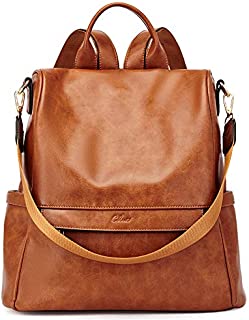 CLUCI Women Backpack Purse Fashion Vintage Leather Large Travel Ladies Shoulder Bags Two-Toned Brown