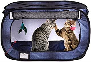 Cat Crate, Stress Free Travel Cat Kennel, Portable Indoor Outdoor Pet Crate, Cat Cage Condo Includes Storage Bag, 4 Cat Toys