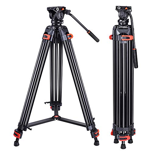 Heavy Duty Tripod Professional Video Tripod Aluminium 72inch with 360 Degree Fluid Head for Canon Nikon DSLR Camcorder Cameras