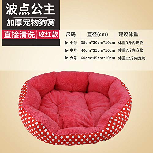 Ultra Soft Sofa Dog Bed with Anti-Slip Bottom Pet Beds Kennel for Large/Medium Dogs Cats -Rose Red_Small size-353010CM