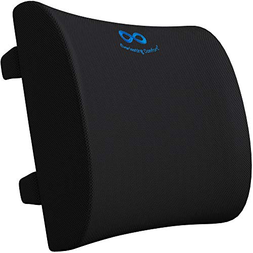 Everlasting Comfort Lumbar Support Pillow for Office Chair - Pure Memory Foam Back Cushion for Car (Black)