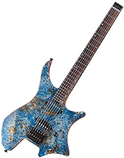 EART Headless Electric Guitar W2 fixed Bridge for 6 String Electric Guitar, Right Solid-Body Electric Guitar, Blue