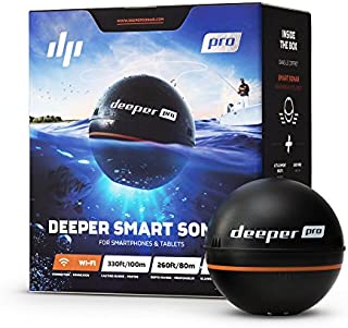 Deeper PRO Smart Portable Sonar - Wireless Wi-Fi Fish Finder for Kayak and Ice Fishing, Black, 2.55