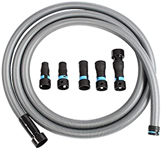 Cen-Tec Systems 94709 Quick Click 16 Ft. Hose for Home and Shop Vacuums with Expanded Multi-Brand Power Tool Adapter Set for Dust Collection, Silver