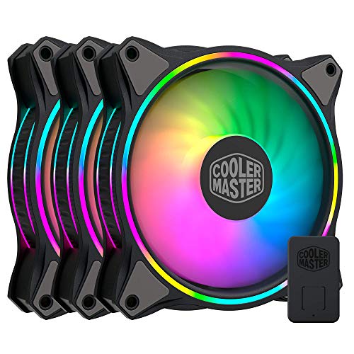 Cooler Master Master Fan MF120 Halo Duo-Ring Addressable RGB Lighting 120mm 3 Pack with Independently-Controlled LEDS, Absorbing Rubber Pads, PWM Static Pressure for Computer Case & Liquid Radiator