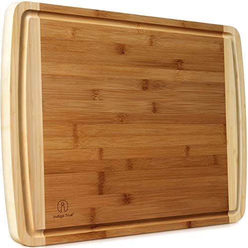 Extra Large Bamboo Cutting Boards for Kitchen with Juice Groove - 17.5 x 13.5 inch