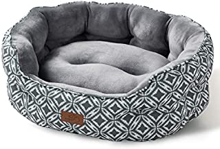 Bedsure 25 inch Small Dog Bed & Cat Bed, Round Pet Beds for Indoor Cats or Small Dogs, Round Machine Washable Super Soft & Plush Flannel Pet Supplies, Slip-Resistant Oxford Bottom, Grey