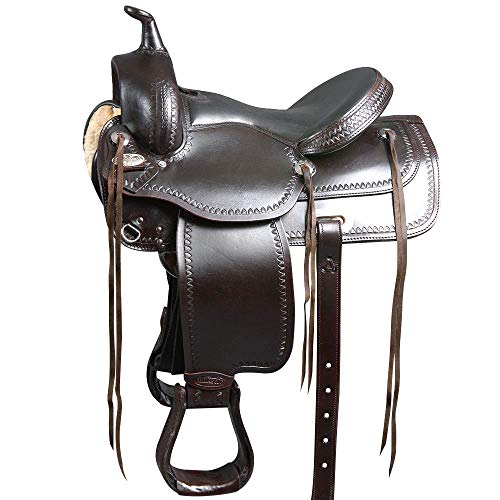 HILASON 17 in Western American Leather Draft Horse Saddle Trail Pleasure