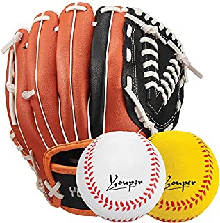 Youper Sports Teeball Glove & 2 Balls Set, Youth Baseball Glove & Soft Foam Baseballs Included - 9.5