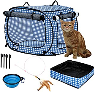 confote Indoor Outdoor Crate Pets, Collapsible Portable Cat Cage Kennel Large Blue 24