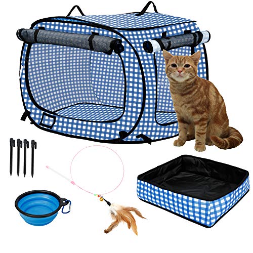 confote Indoor Outdoor Crate Pets, Collapsible Portable Cat Cage Kennel Large Blue 24