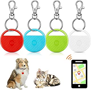 Smart Key Finder Item Locator with 4 Pieces Keychains, Bluetooth Tracker for Kids Pets Keychain Anti-Lost Tag Alarm Reminder Selfie Shutter APP Control for Smartphone