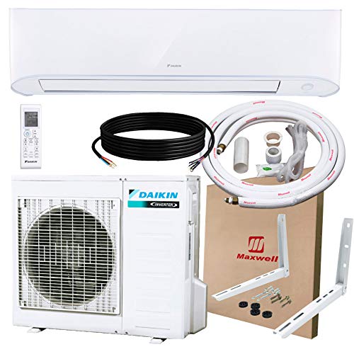 DAIKIN 9,000 BTU 17 SEER Wall-Mounted Ductless Mini-Split A/C Heat Pump System w/Maxwell 15-ft Installation Kit and Wall Mounting Bracket 220V