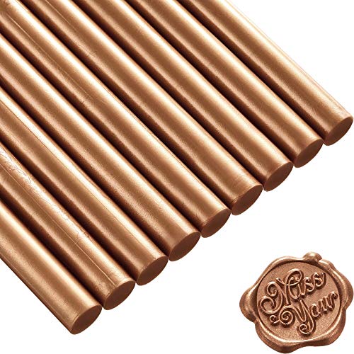 15 Pieces Glue Gun Sealing Wax Sticks for Retro Vintage Wax Seal Stamp and Letter, Great for Wedding Invitations, Cards Envelopes, Snail Mails, Wine Packages, Gift Wrapping (Red Copper)