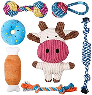 Toozey Puppy Toys for Small Dogs, 7 Pack Small Dog Toys, Cute Calf Squeaky Dog Toys, Durable Puppy Teething Toys, Ropes Puppy Chew Toys, Non-Toxic and Safe