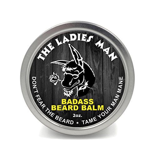 Badass Beard Care Beard Balm - The Ladies Man Scent, 2 Ounce - All Natural Ingredients, Soften Hair, Hydrate Skin to Get Rid of Itch and Dandruff, Promote Healthy Growth