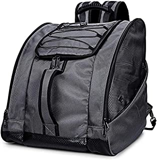 SoarOwl Ski Boot Bag Skiing Travel Luggage, Excellent for Travel with Waterproof Exterior & Bottom - for Men, Women and Youth (B-Grey)