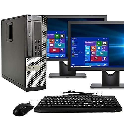 Dell Optiplex 9020 SFF Computer Desktop PC, Intel Core i5 Processor, 16GB Ram, 2TB Hard Drive, WiFi, Bluetooth 4.0, DVD-RW, Dual 24 Inch LCD Monitors Windows 10 Pro (Renewed)