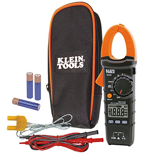 Klein Tools CL210 Digital Clamp Meter Electrical Tester for AC Current, AC/DC Voltage, Resistance and Continuity, and Temperature