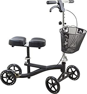 Roscoe Knee Scooter with Basket - Knee Walker for Ankle or Foot Injuries - Height Adjustable Knee Crutch Medical Scooter, Black