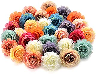 Flower heads in bulk wholesale for Crafts Silk Peony Rose Artificial Flower Heads Wedding Home Furnishings DIY Wreath Handicrafts Cheap Fake Flowers Party Birthday Home Decor 30pcs 4.5cm (Colorful)