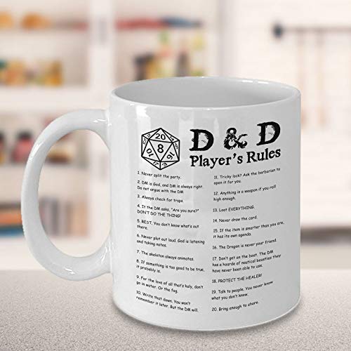 Player's Rules Mug Dungeon RPG DND Gaming Tabletop Dragons Dice Games Gift