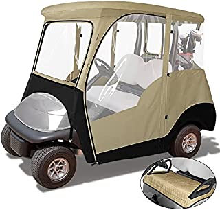 KAKIT 800D 2-Person Golf Cart Enclosure with Roll-up Windshield, Universal Golf Cart Rain Cover Fits Club Car Precedent 2000-2019, Seat Cover and Storage Bag Included