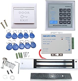 RFID Door Access Control System Kit, AGPtEK Home Security System With 280kg 620LB Electric Magnetic lock 110-240V AC to 12v DC 3A 36w Power Supply Proximity Door Entry keypad 10 Key Fobs EXIT Button