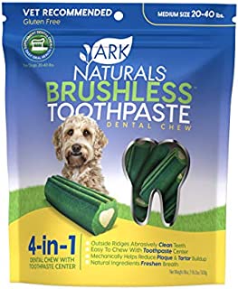 Ark Naturals Brushless Toothpaste for Medium Breeds, Vet Recommended Natural Dental Chews for Dogs, Plaque, Tartar & Bacteria Control