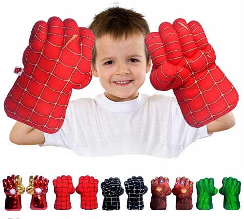 FAIRZOO Spider Superheros Gauntlet Smash Hands Fists Big Soft Plush Kid Boxing Training Gloves Pair Halloween Costume