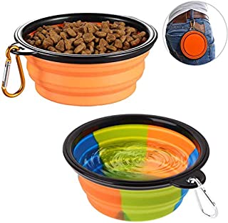 lesotc Collapsible Dog Bowl, Foldable Expandable Cup Dish for Pet Cat Food Water Feeding Portable Travel Bowl Free Carabiner