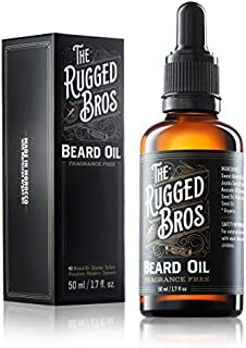 Unscented Beard Oil for Men by The Rugged Bros - Beard Softener and Conditioner - The Best Natural And Organic Ingredients for Grooming and Growth (2 oz)