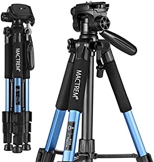 MACTREM M-PT55-Bk PT55 Travel Camera Tripod Lightweight Aluminum for DSLR SLR Canon Nikon Sony Olympus DV with Carry Bag -11 Lbs(5Kg) Load (Blue)